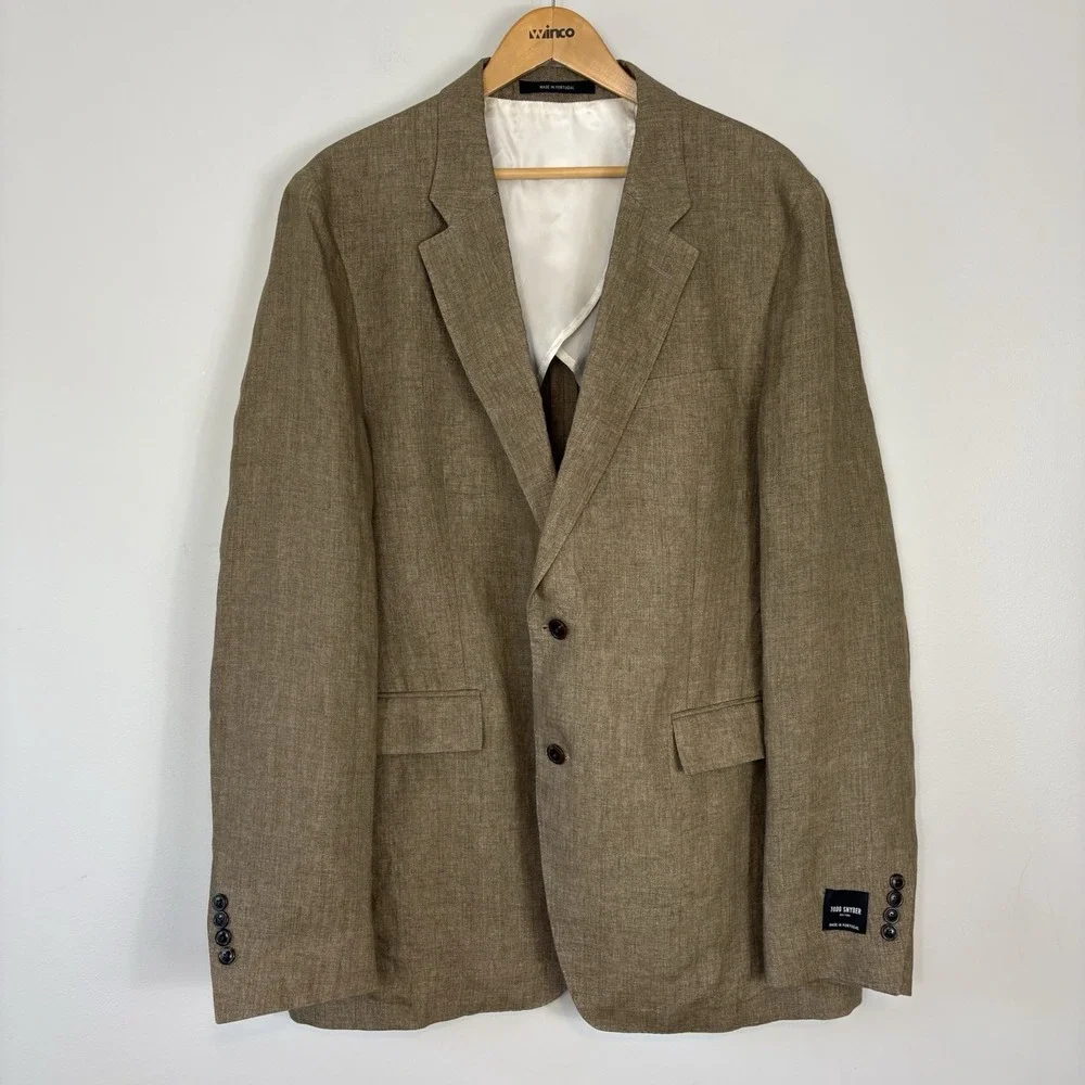 Todd Snyder Linen Sutton Jacket Sz 46L Sport Coat Blazer Unstructured Safari Tan